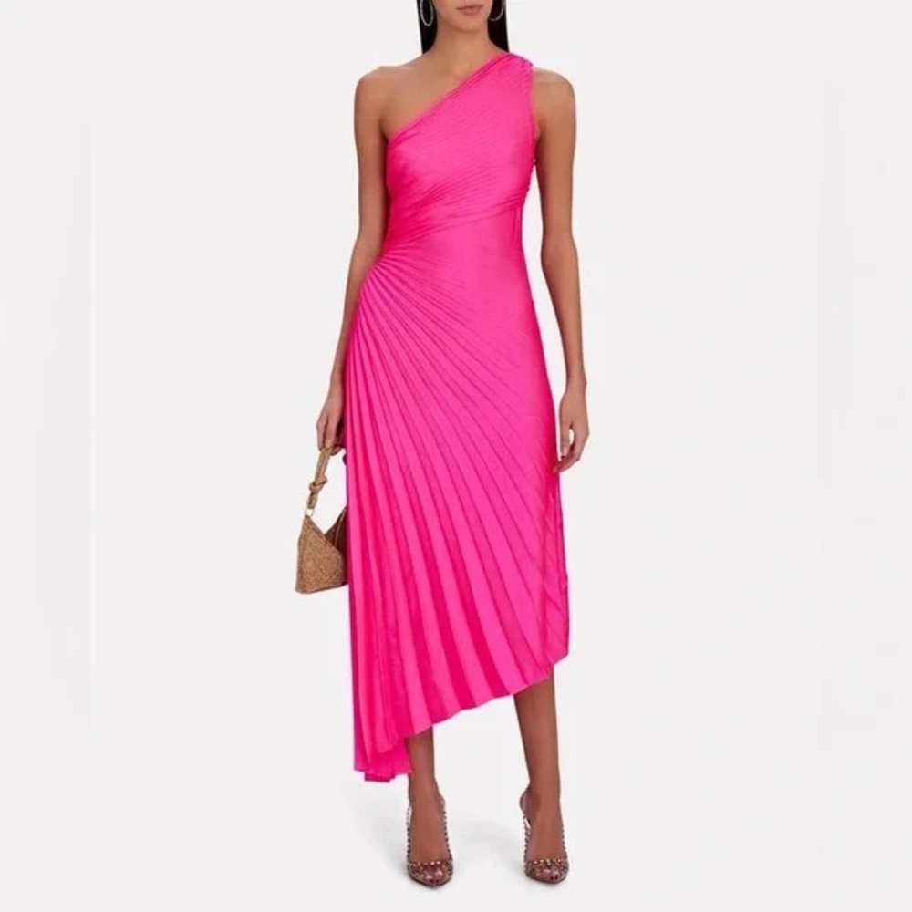 A.L.C. Delfine One-shoulder Pliss Midi Dress size 0